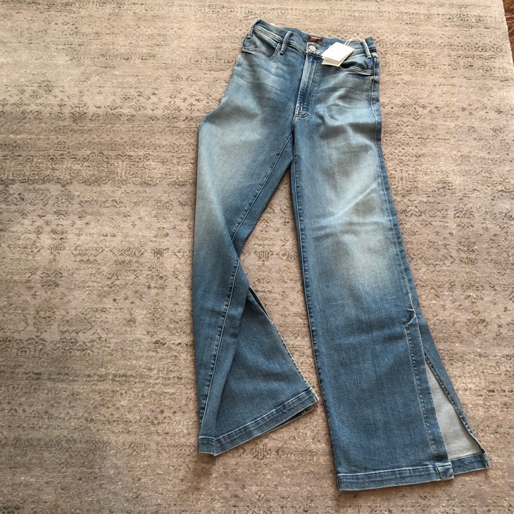 MOTHER Light Blue Flare Wide Leg Jeans